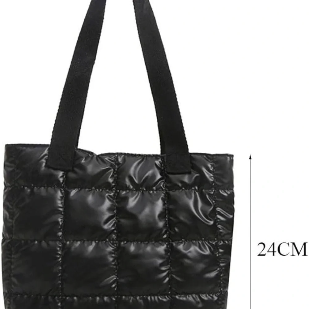 Black Quilted Tote Bag - Picture 3 of 5